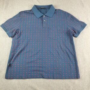 MCM Shirt Mens XL Blue AOP Polo Short Sleeve Cotton Italy